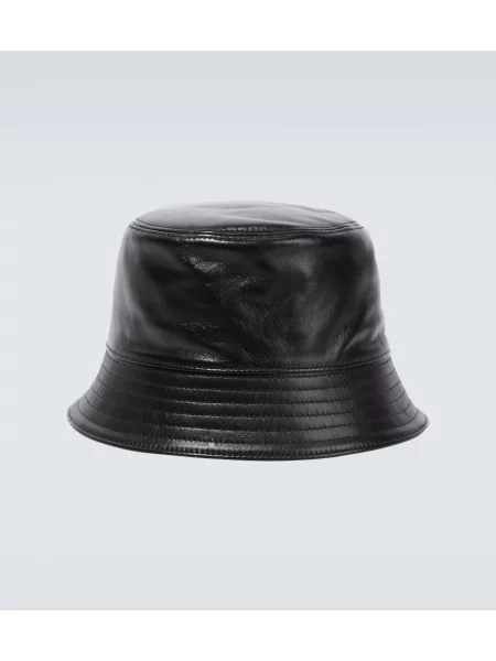 Usnjeni klobuk bucket Prada črna