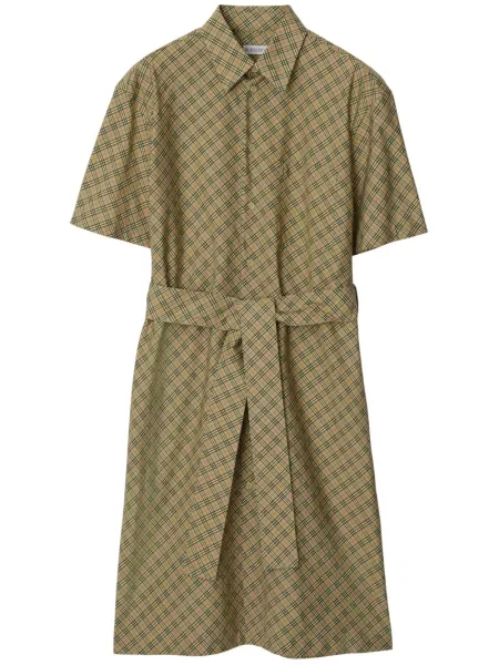 Rochie tip cămașă Burberry în carouri verde