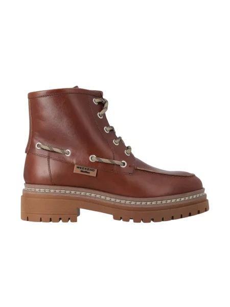 Botki Weekend Max Mara skórzane brązowe
