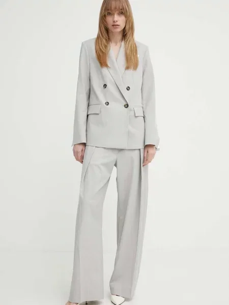 Піджак з домішкою вовни Day Birger et Mikkelsen двобортний однотонна сірий