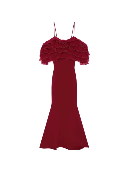 Lung rochie Givenchy tricotate cu volane roșu