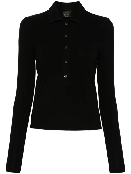 Polo Pinko cu broderie negru