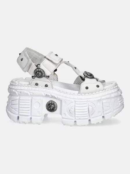 Кожаные босоножки New Rock на платформе белые