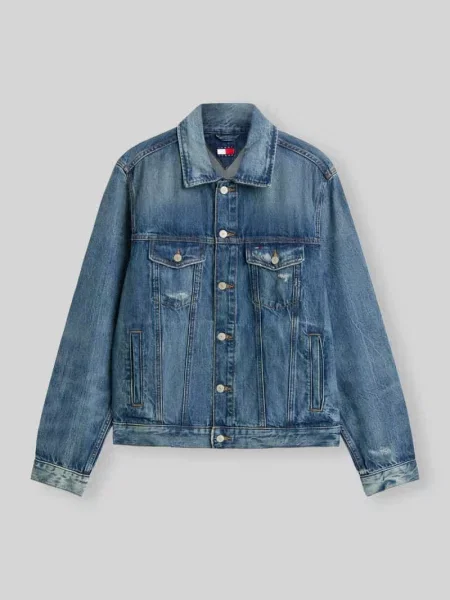 Kurtka jeansowa o kroju regular fit z mieszanka bawełny Tommy Jeans granatowa