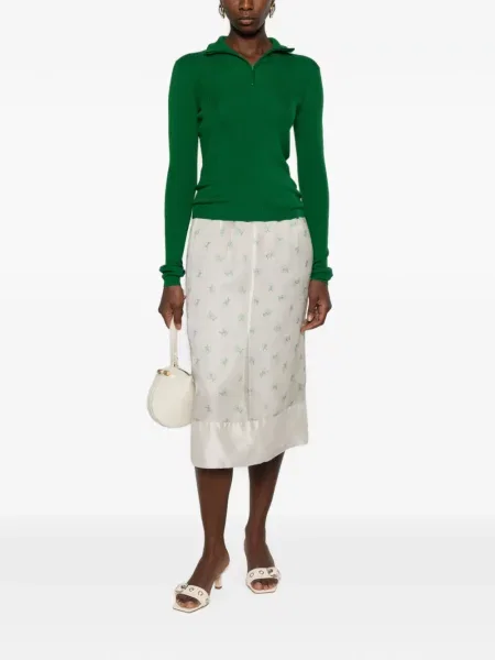 Fustă midi Carven cu model floral cu imagine alb