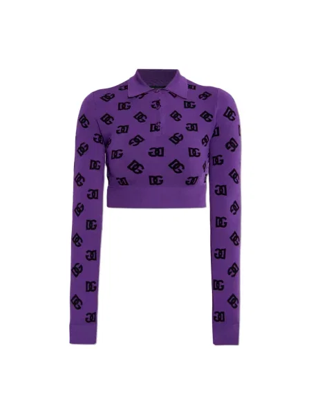 Krótki polo Dolce And Gabbana fioletowe