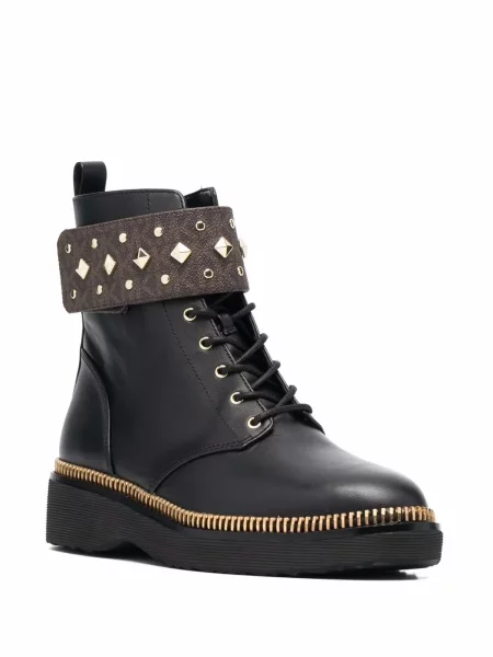 Buty do kostki Michael Michael Kors skórzane o krotszym kroju z ćwiekami czarne