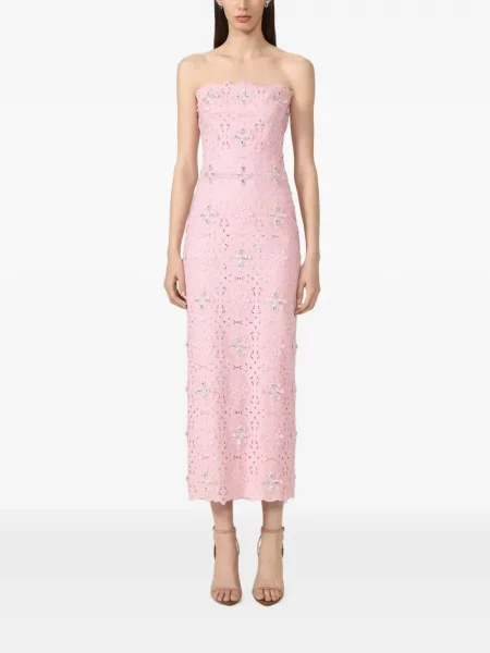 Rochie midi Costarellos din dantelă roz
