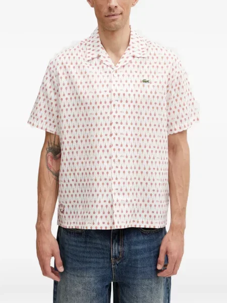 Cămașă Lacoste cu imagine tenis alb