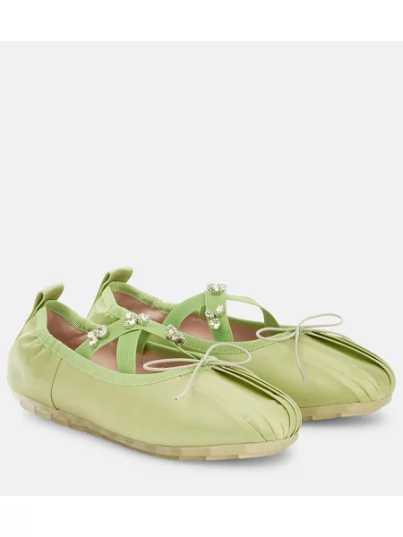 Balerini Simone Rocha din satin verde
