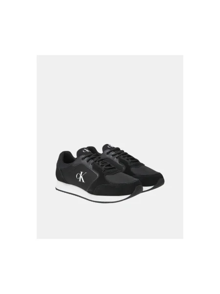 Calvin Klein Jeans Sneakersy Retro Runner Sock Lace Up Ny-Su Čierna biela