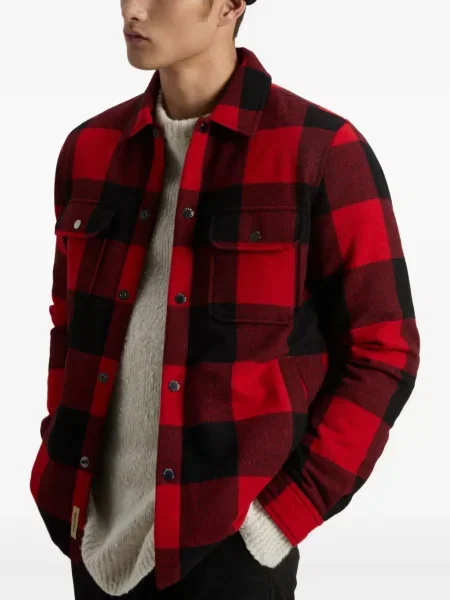 Geacă Woolrich de lână în carouri roșu