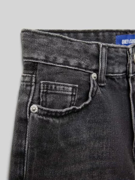 Szorty jeansowe o luźnym kroju z czystej bawełny model FADE' Only & Sons czarne