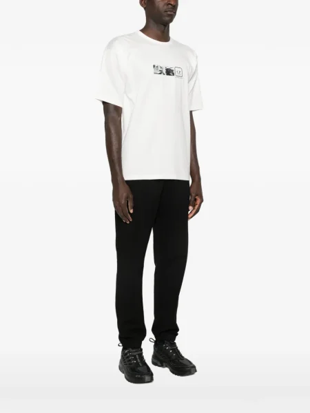 Tricou C.p. Company cu imagine scurt alb