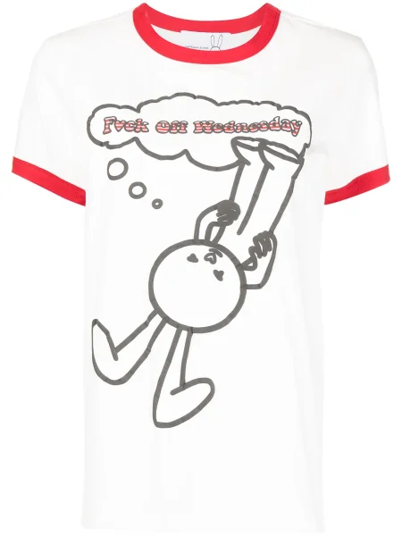 Tricou Natasha Zinko cu imagine scurt alb