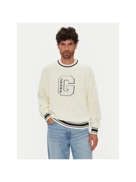 Guess Jeans Pulover Écru Regular Fit