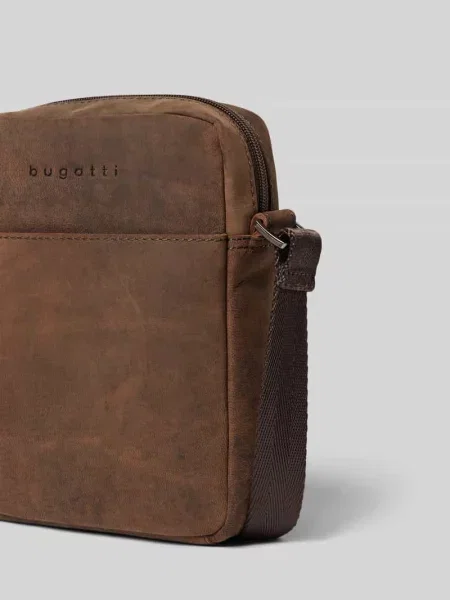 Torba na ramię z naturalnej skóry z detalem z logo model Luca' Bugatti