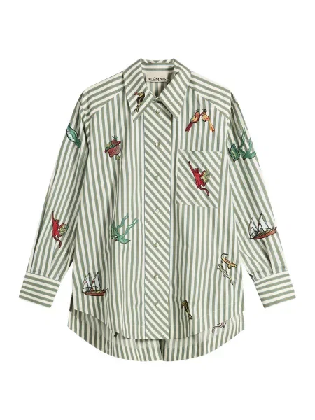 Haftowana koszula w paski Alemais w paski z długim rękawem