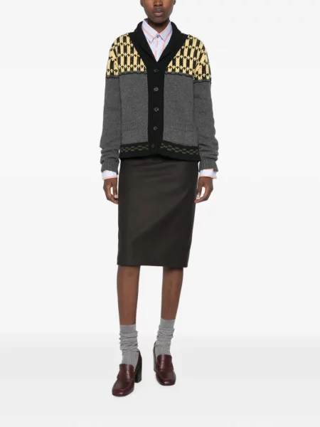 Gulerat cardigan Marni cu imprimeu geometric gri