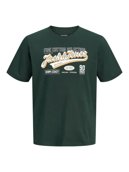 JACK & JONES Tricou galben / verde închis alb