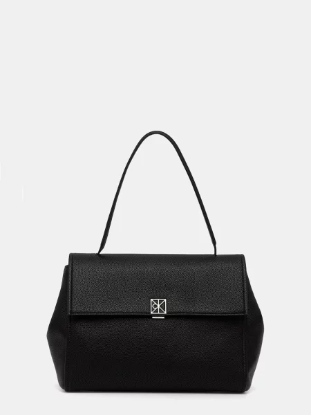 Calvin Klein Torbica Emblem Hw Pebble Satchel crna