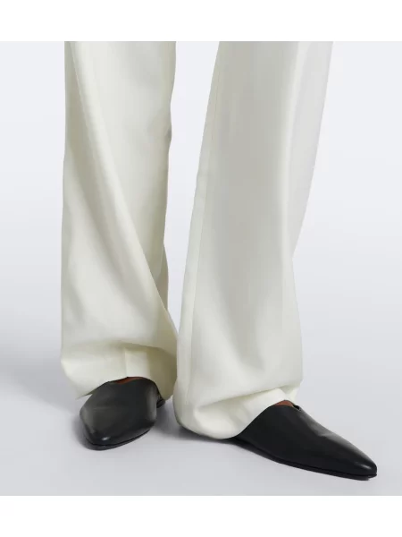 Pantaloni Tove de lână cu volane alb
