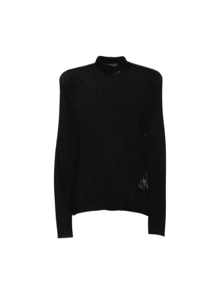 Sweter z golfem Majestic Filatures wełniany czarny