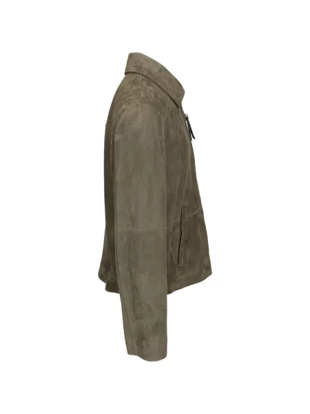 Geacă Loewe din piele de căprioară verde