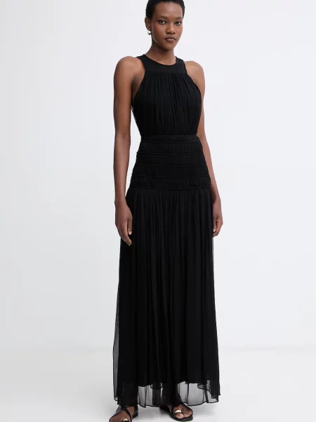 Twinset rochie evazată din vâscoză negru