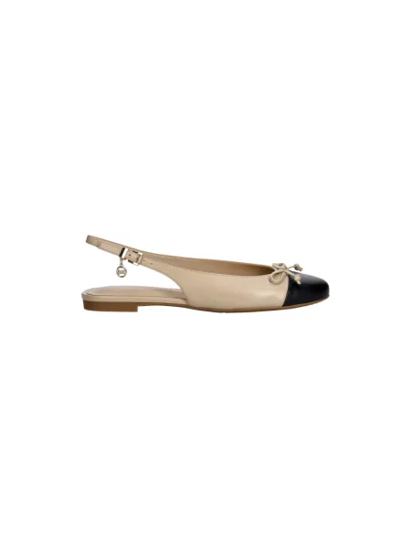 MICHAEL Michael Kors baleriny skórzane Piper Sling Ballet beżowe