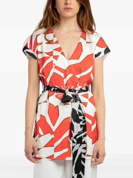 Bluză Twinset cu decolteu în V scurtă roșu