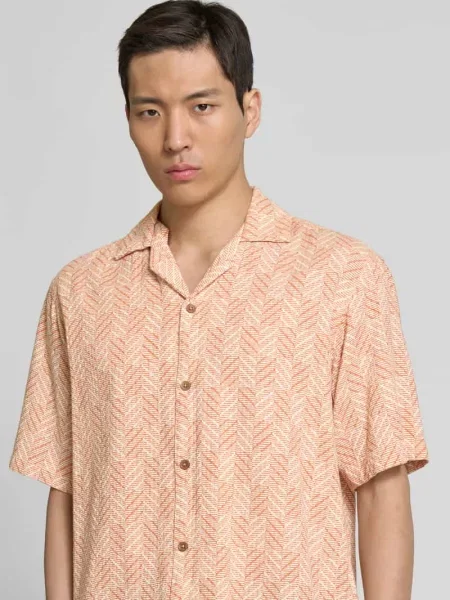 Koszula casualowa o kroju regular fit z kołnierzykiem typu resort model ‘BLUVINCENT’ Jack & Jones Premium pomarańczowa