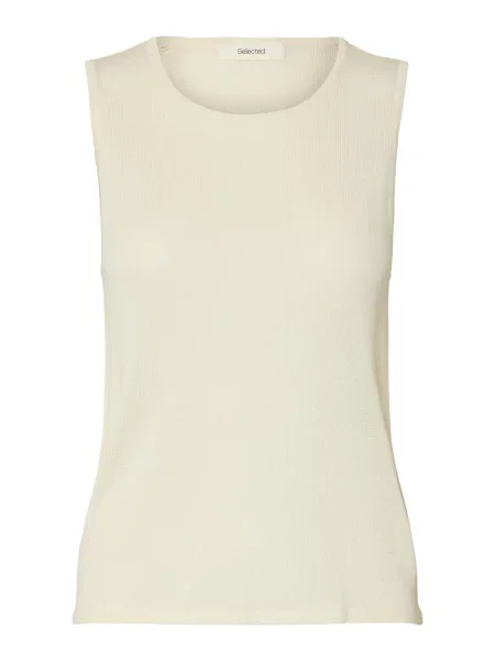 SELECTED Top brodat crem