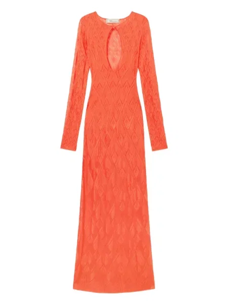 Dzianinowa maksi sukienka maxi Blumarine garniturowa pomarańczowa