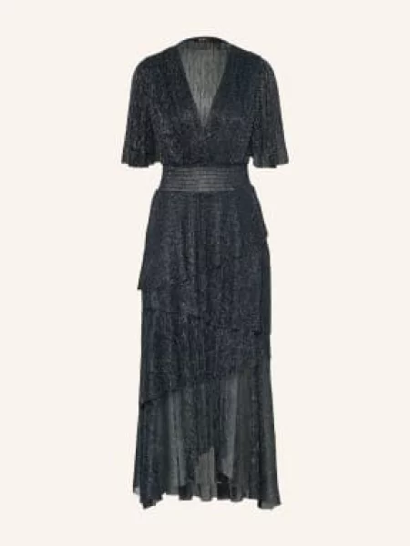 Maje Sukienka Koktajlowa Z Błyszczącą Nicią blau granatowa