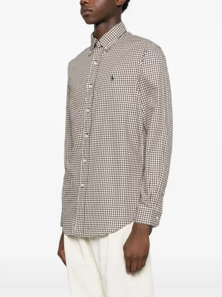 Hímzett kockás ing Polo Ralph Lauren barna