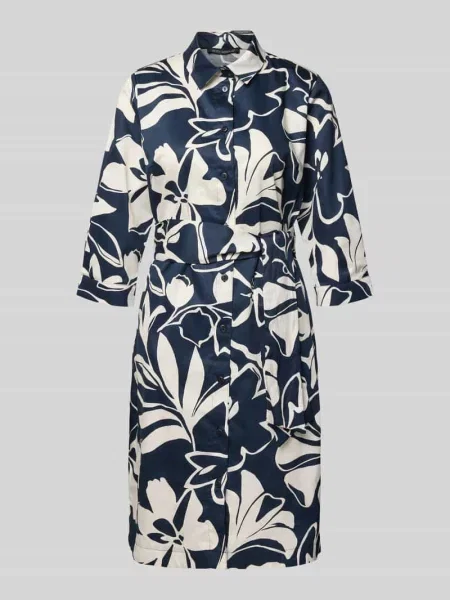 Sukienka midi o kroju regular fit z kwiatowym nadrukiem na całej powierzchni Betty Barclay granatowa
