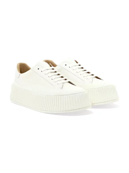 Sneakersy Jil Sander skórzane z okrągłym noskiem białe
