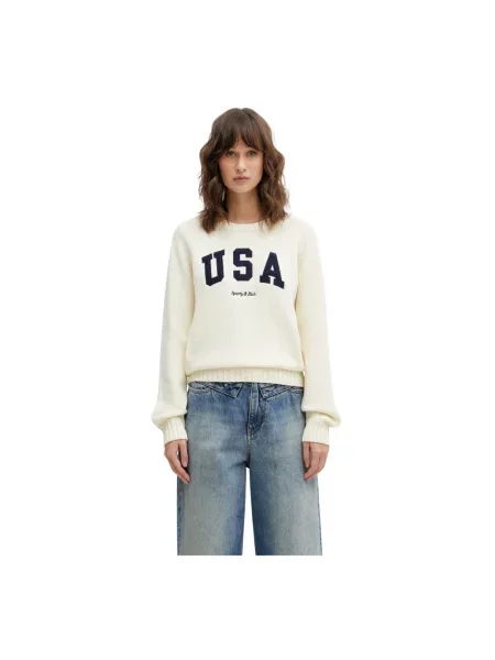 Sporty & Rich sweter USA Knitted beżowy