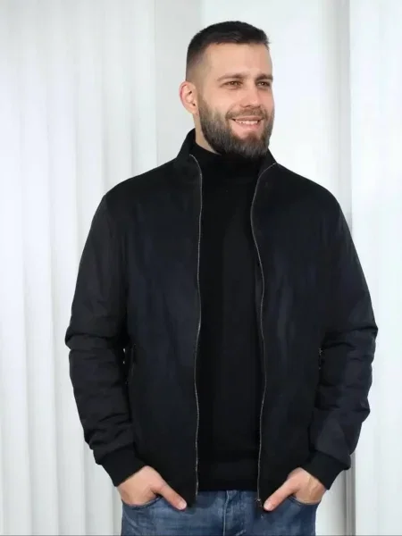 Замшева Демісезонна куртка D&V couture чорний
