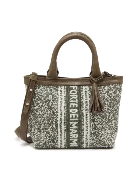 Lniana torebka De Siena z koralikami zielona