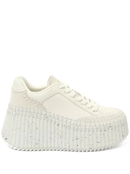 Sneakerși Chloé Nama cu platformă alb