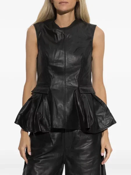 Top Rotate Birger Christensen din piele negru