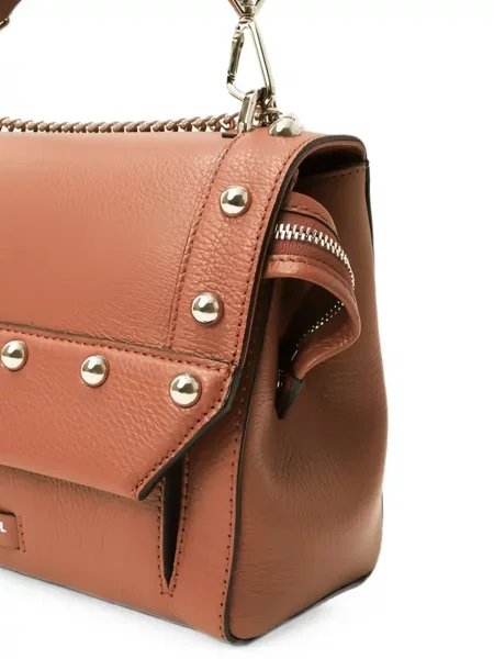 Кожена шопинг чанта Lancel с шипове кафяво