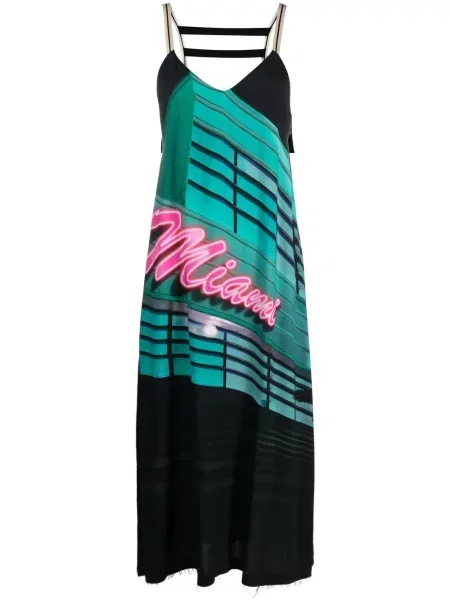 Rochie midi Palm Angels cu imagine până la genunchi de costum negru