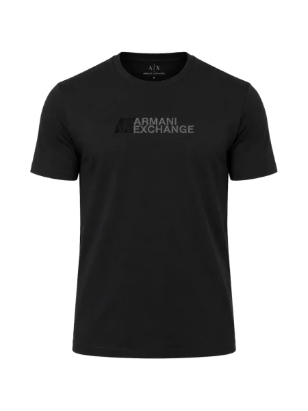 Tricou Armani Exchange cu imagine cu decolteu rotund negru