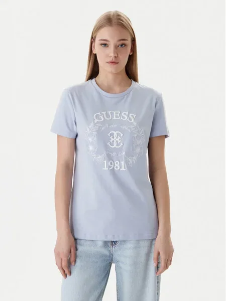 Guess Tricou celest albastru