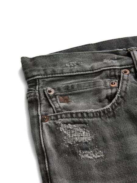 Blugi Ralph Lauren Rrl cu talie înaltă zdrențuiți negru