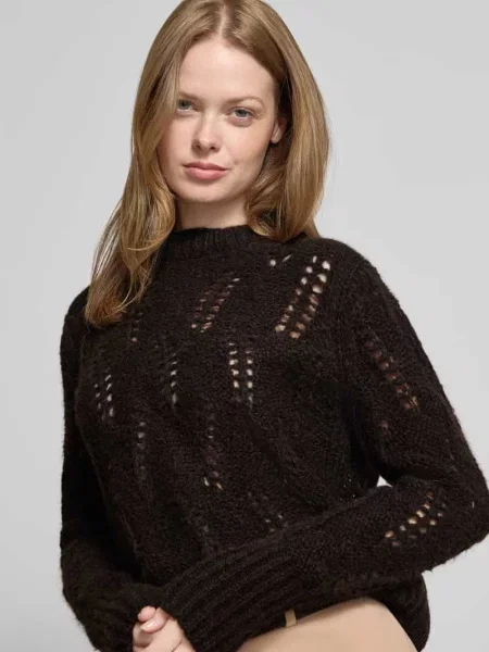 Sweter z dzianiny z dodatkiem wełny z alpaki i okrągłym dekoltem Joop!