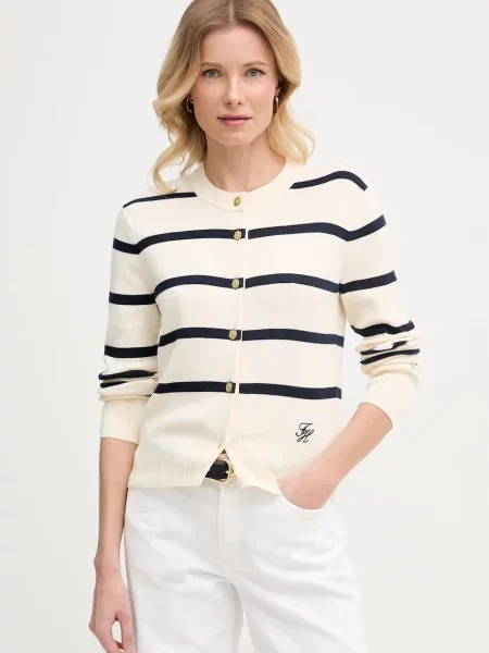 Dzianinowa kurtka Tommy Hilfiger beżowa
